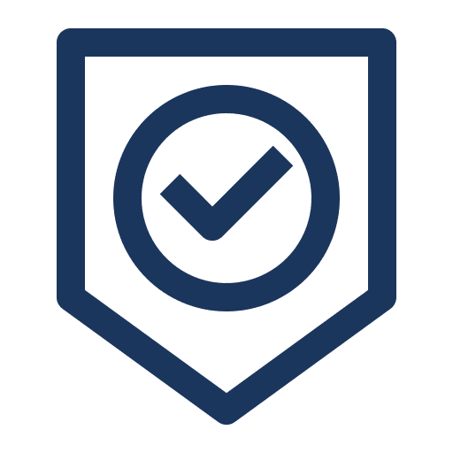 Blue checkmark inside shield symbol