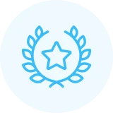 Blue star and laurel icon