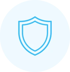 Shield icon in blue outline