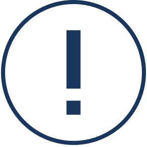 Warning symbol in dark blue
