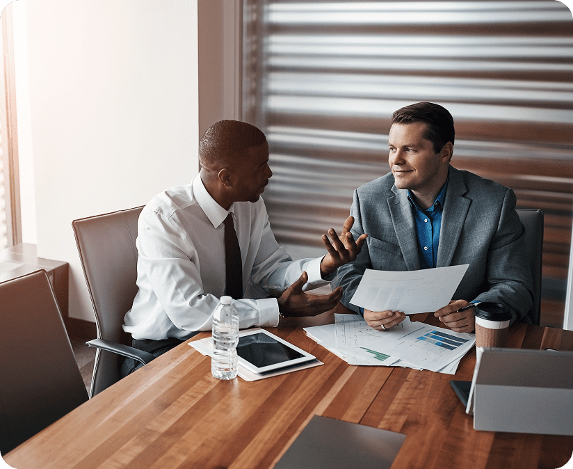 Colleagues collaborating in office setting
